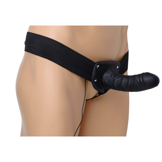 Deluxe Vibro Erection Assist Hollow Silicone Strap On - UABDSM