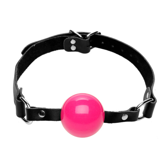 Pink Silicone Ball Gag with Leather Straps - UABDSM