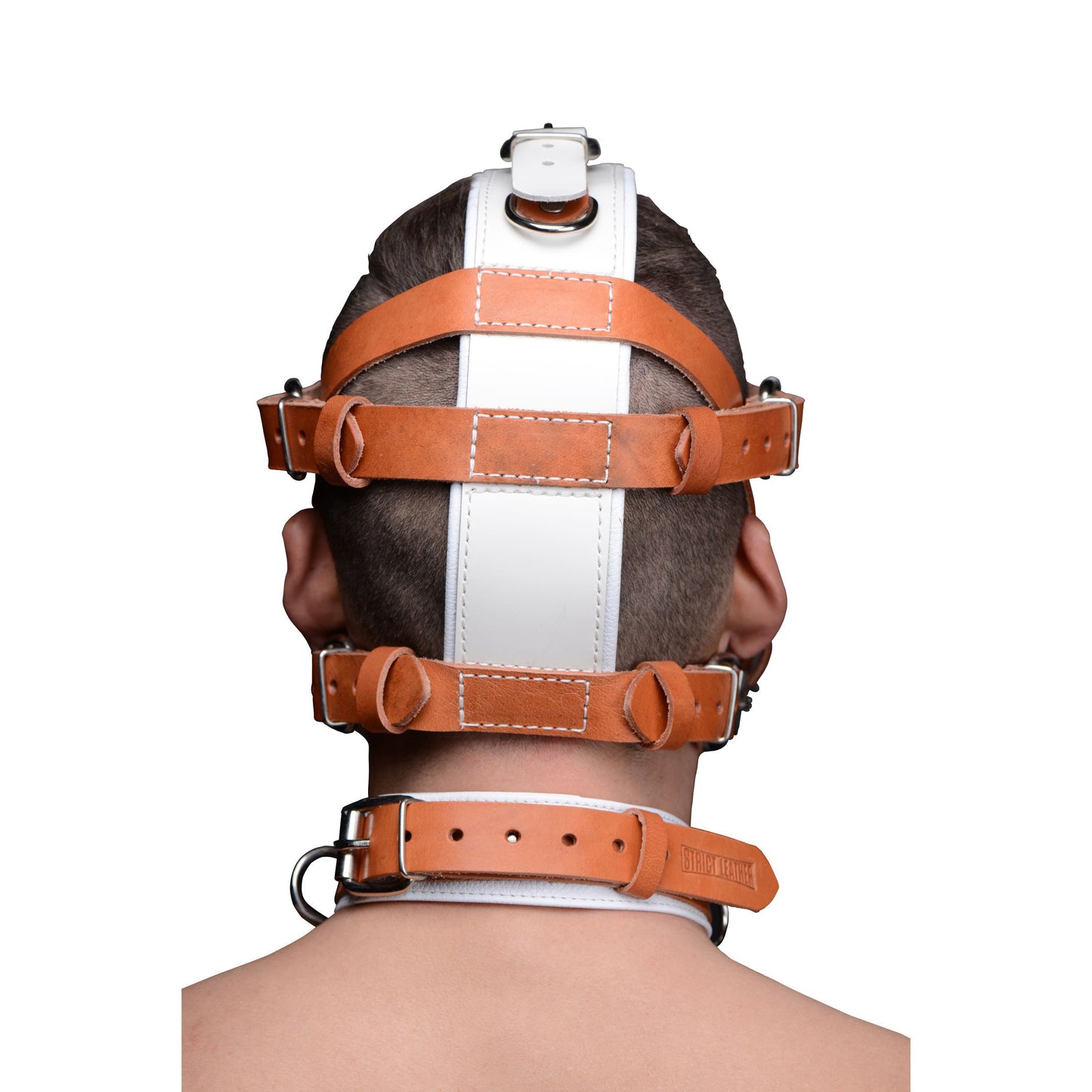 White and Tan Hospital Style Leather Muzzle - UABDSM