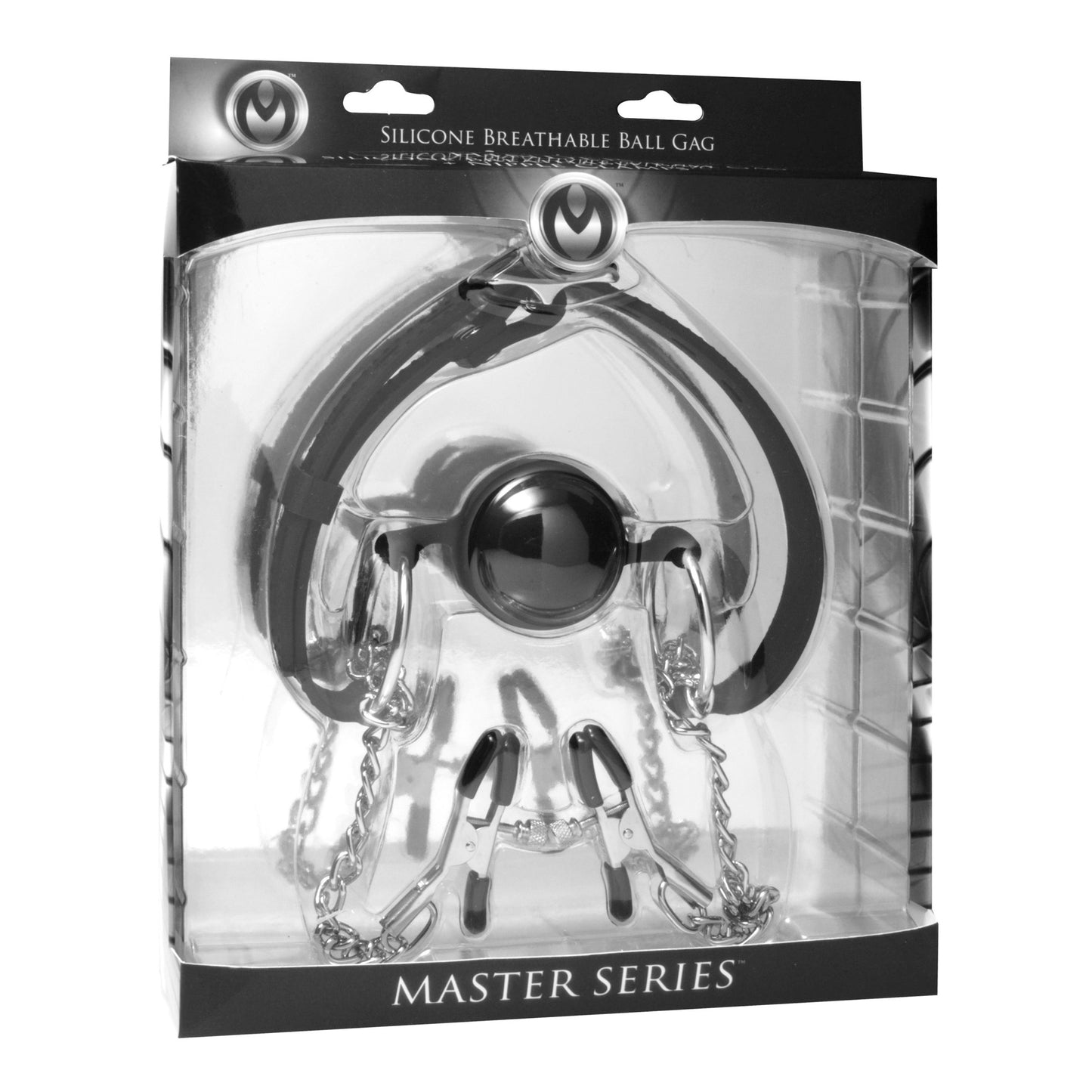 Hinder Breathable Silicone Ball Gag with Nipple Clamps - UABDSM