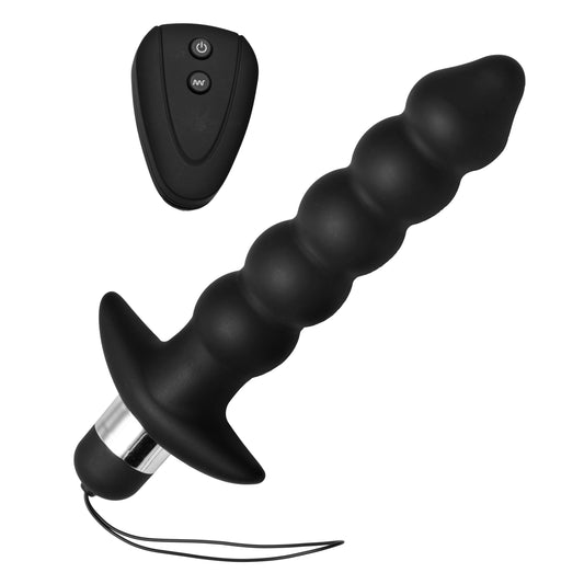 Wireless Black Vibrating Anal Beads with Remote - UABDSM