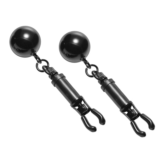 Black Bomber Nipple Clamps with Ball Weights - UABDSM