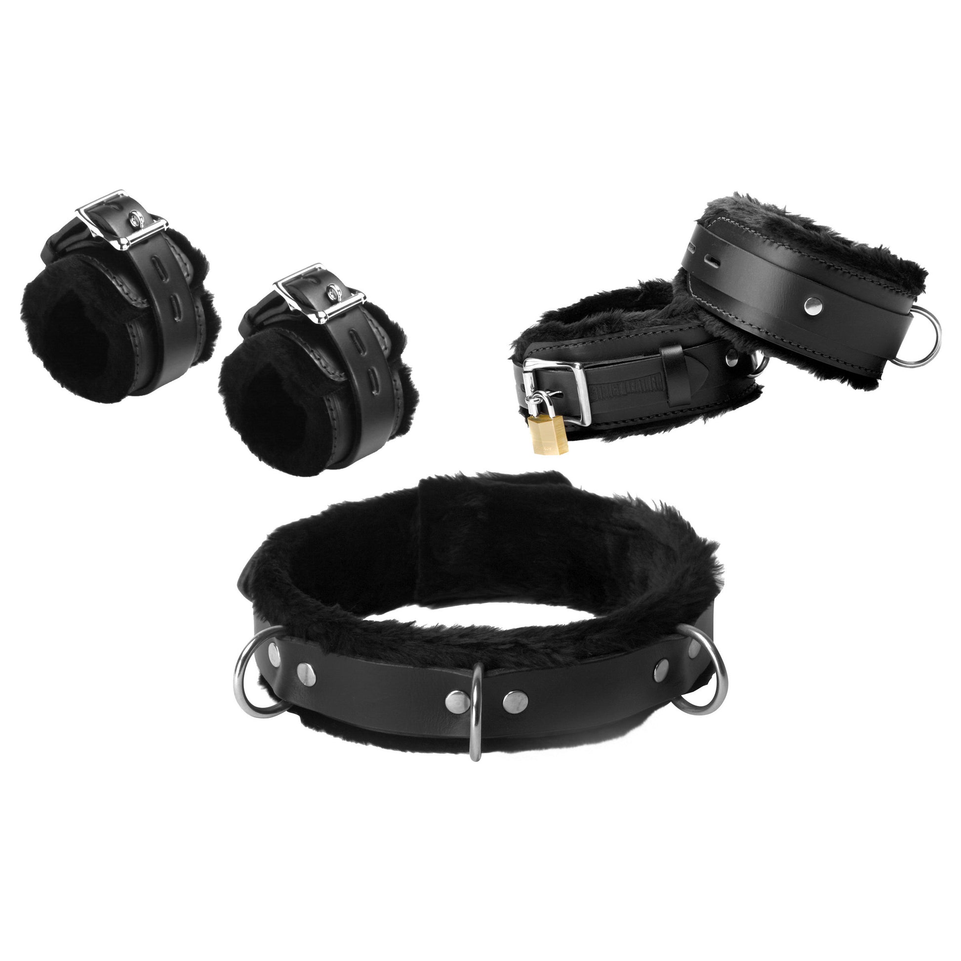 Fur Lined Leather Bondage Essentials Kit - UABDSM