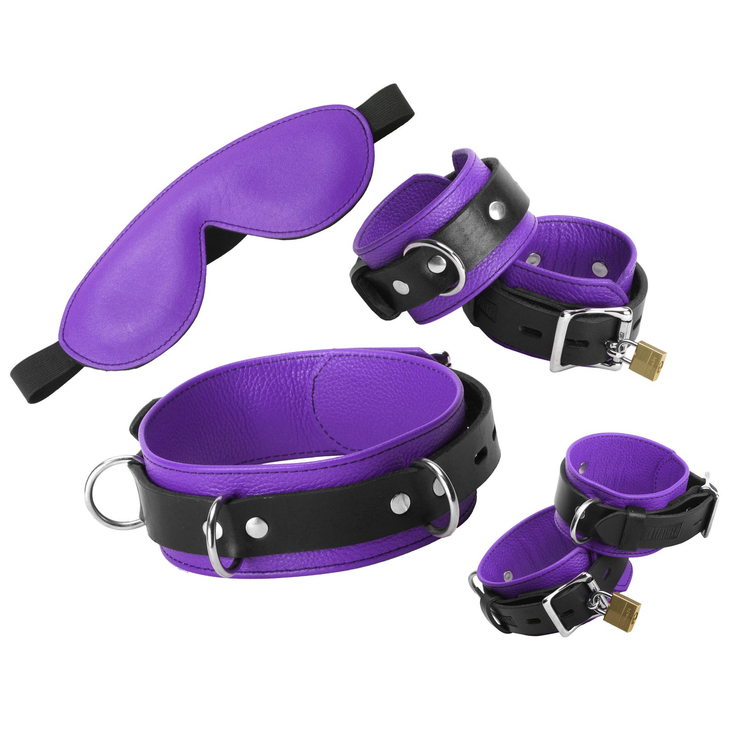 Purple Premium Leather Bondage Essentials Kit - UABDSM