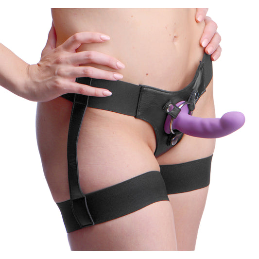 Bardot Garter Belt Strap On Harness with Silicone G-Spot Dildo - UABDSM