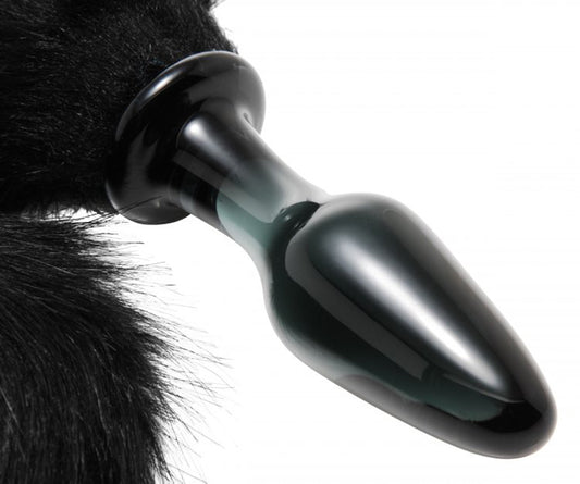 Midnight Fox Glass Butt Plug With Tail - UABDSM