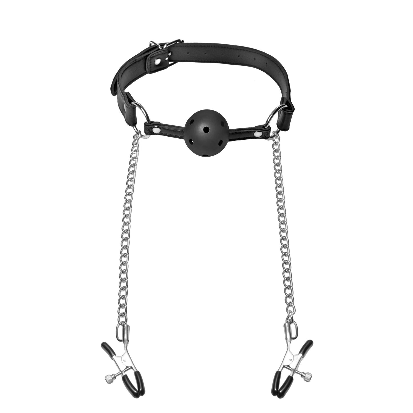 Breathable Ball Gag with Nipple Clamps - UABDSM