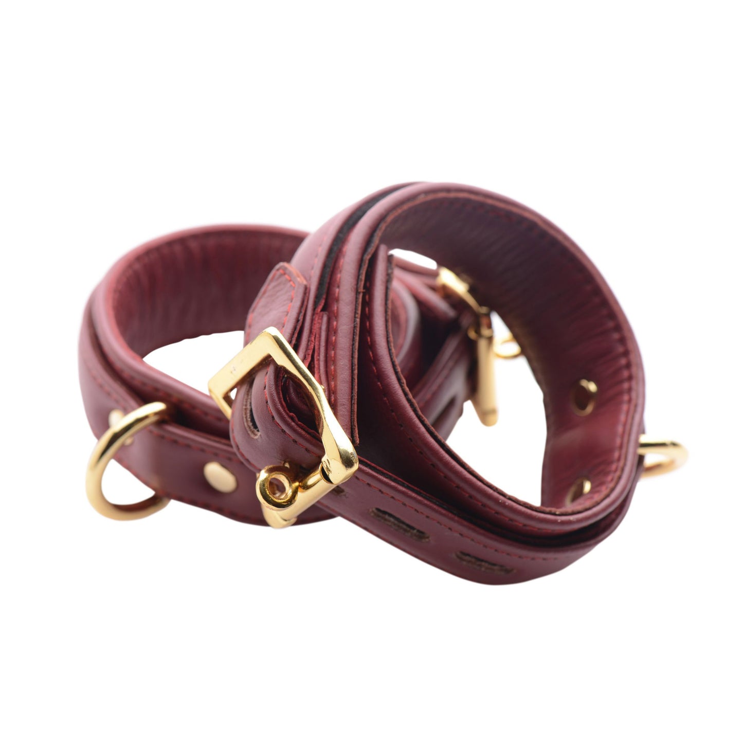 Strict Leather Luxury Burgundy Locking Ankle Cuffs - UABDSM