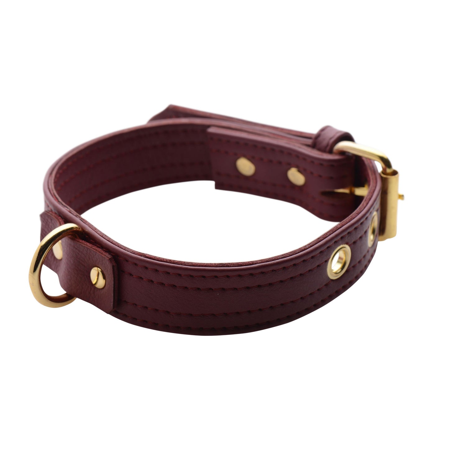 Strict Leather Luxury Burgundy Locking Collar - UABDSM