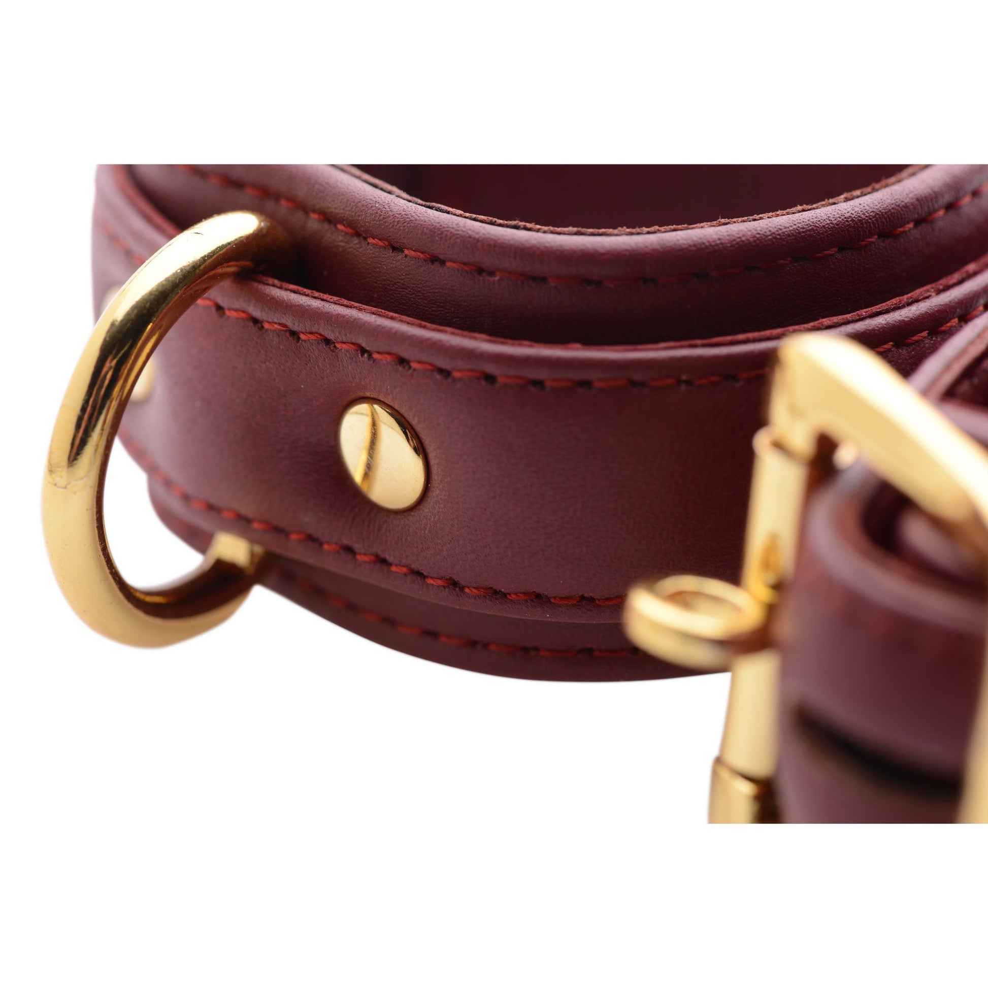 Strict Leather Luxury Burgundy Locking Wrist Cuffs - UABDSM