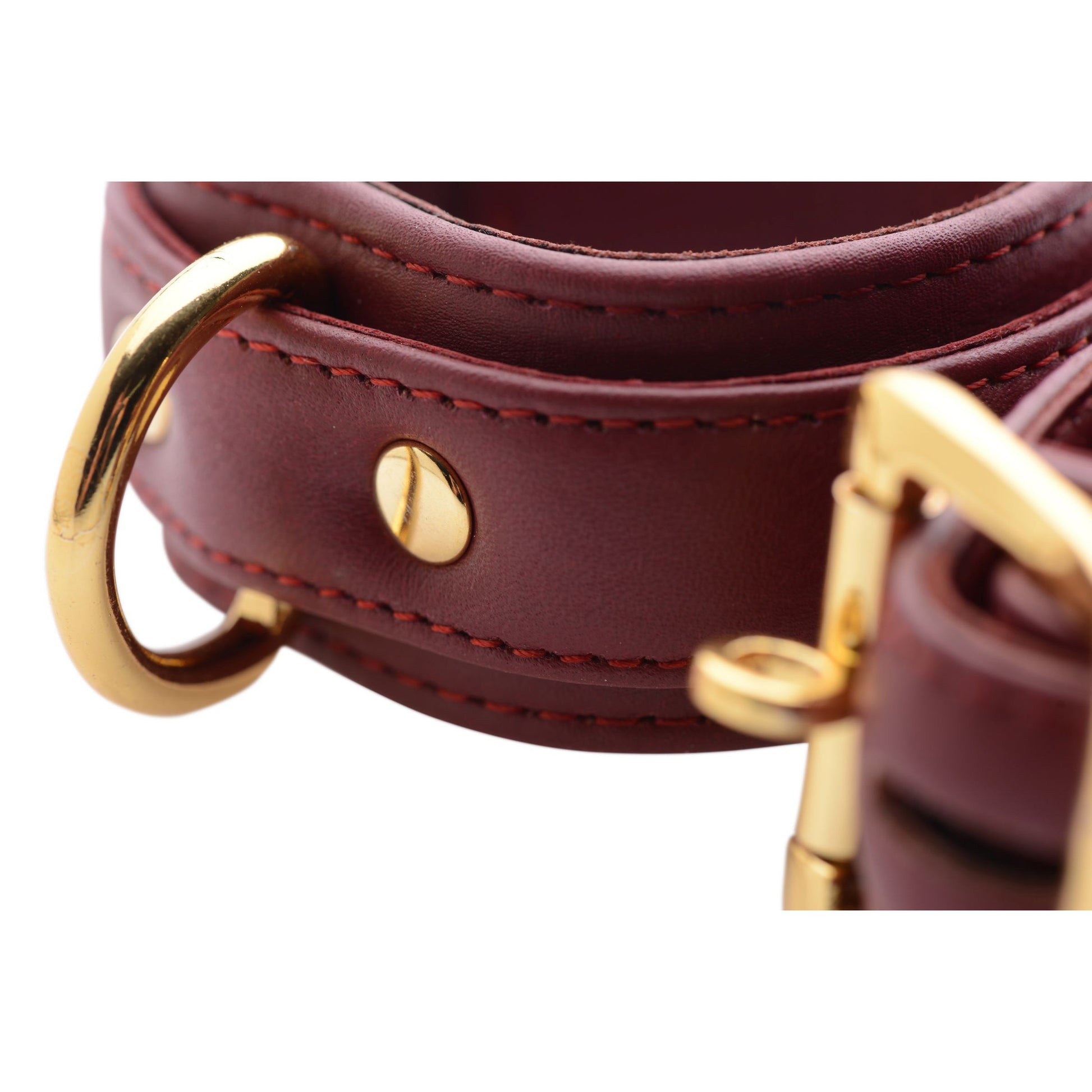 Strict Leather Luxury Burgundy Locking Ankle Cuffs - UABDSM