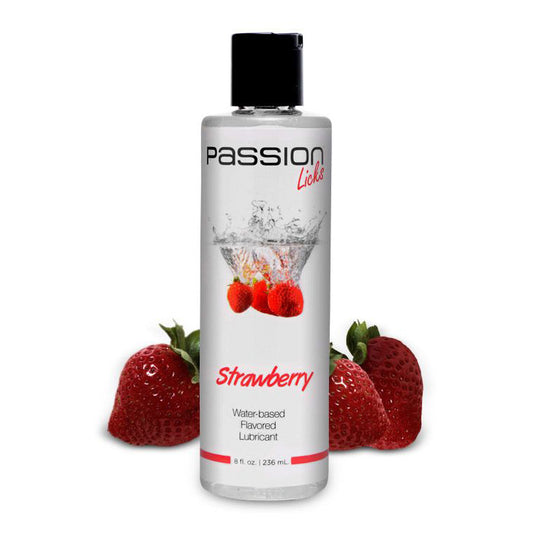 Passion Licks Strawberry Water Based Flavored Lubricant - 8 oz - UABDSM