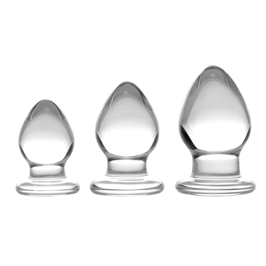 Triplets 3 Piece Glass Anal Plug Kit - UABDSM