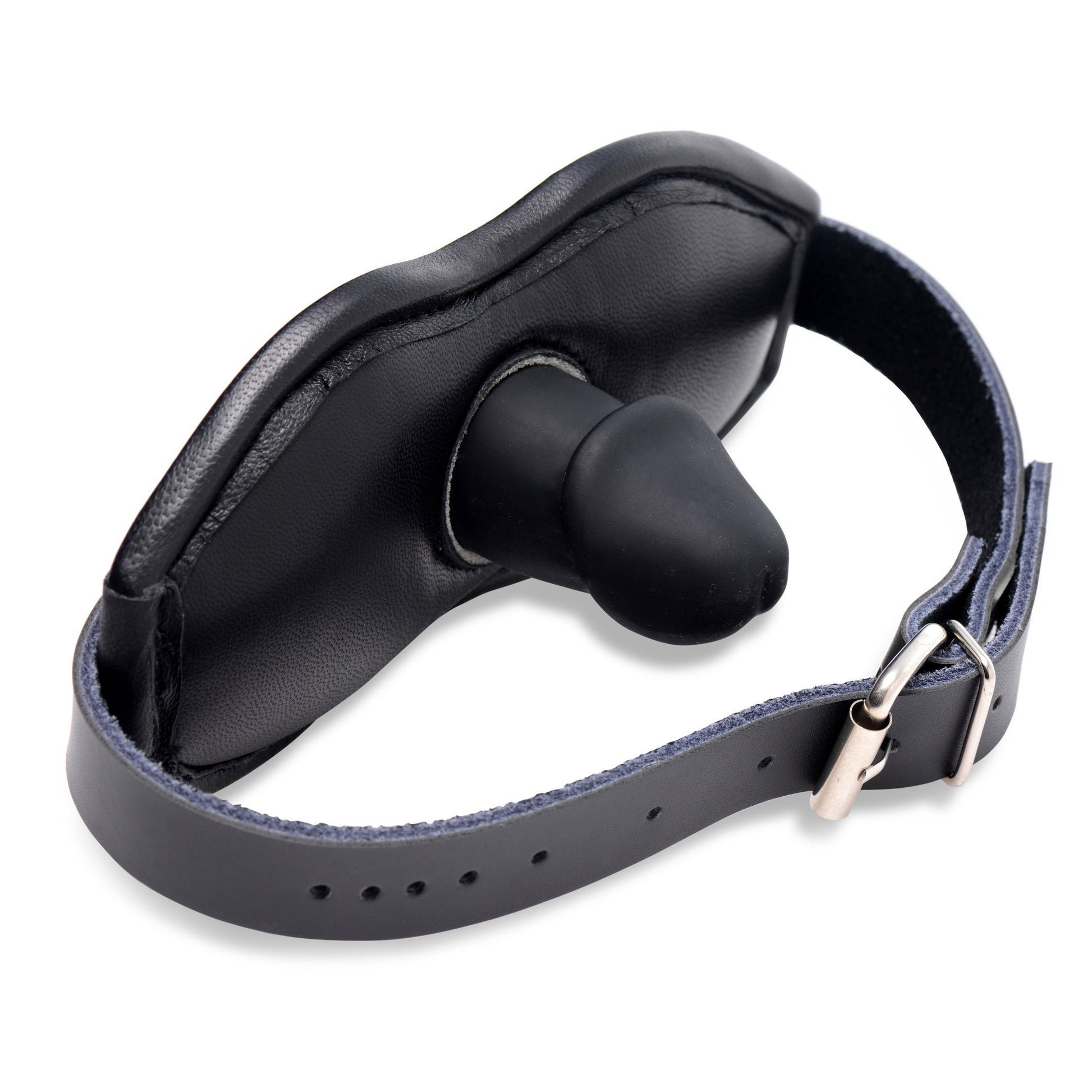 Leather Padded Silicone Penis Mouth Gag - UABDSM