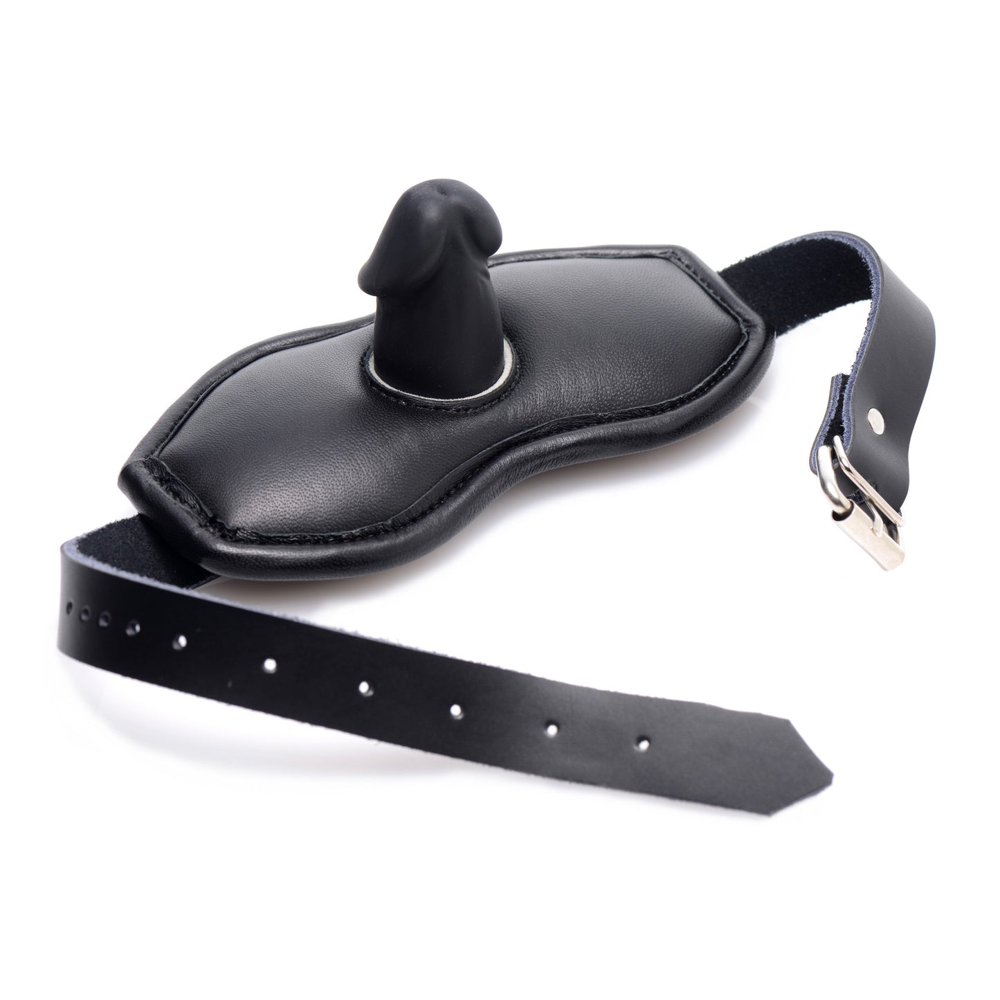 Leather Padded Silicone Penis Mouth Gag - UABDSM