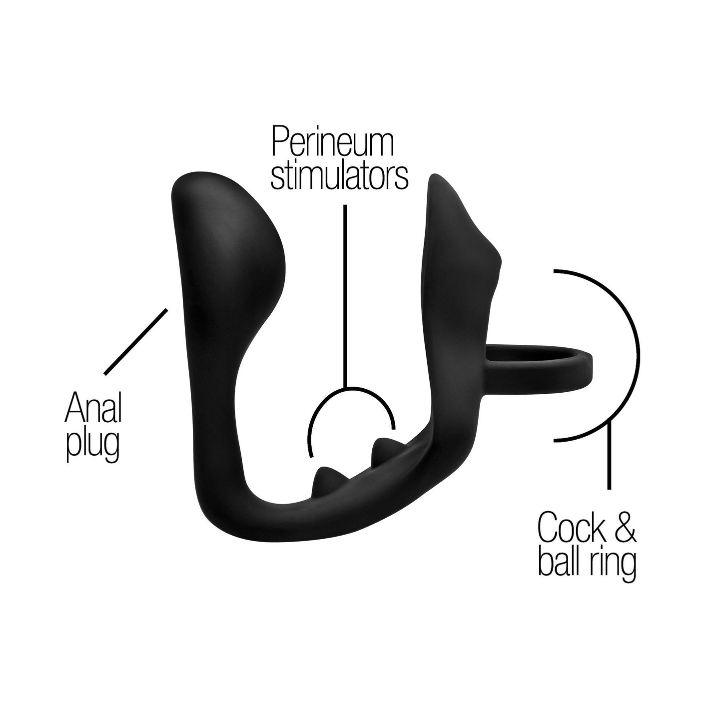 Excursion Silicone Triple Stim Anal Plug with Cock and Ball Ring - UABDSM