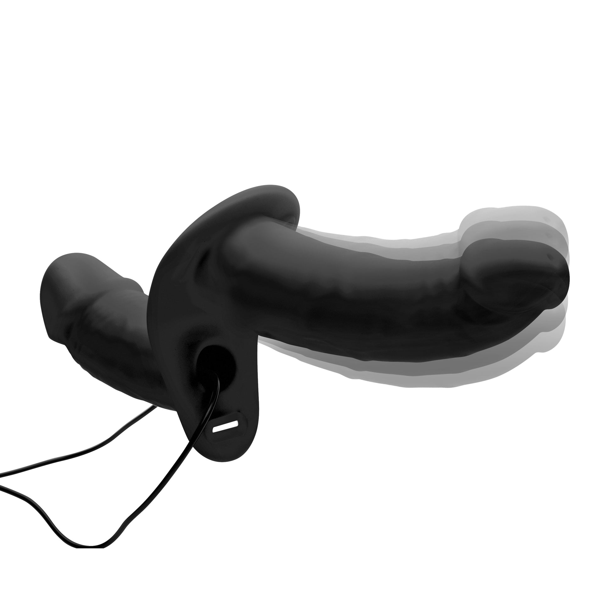 Power Pegger Black Silicone Vibrating Double Dildo with Harness - UABDSM