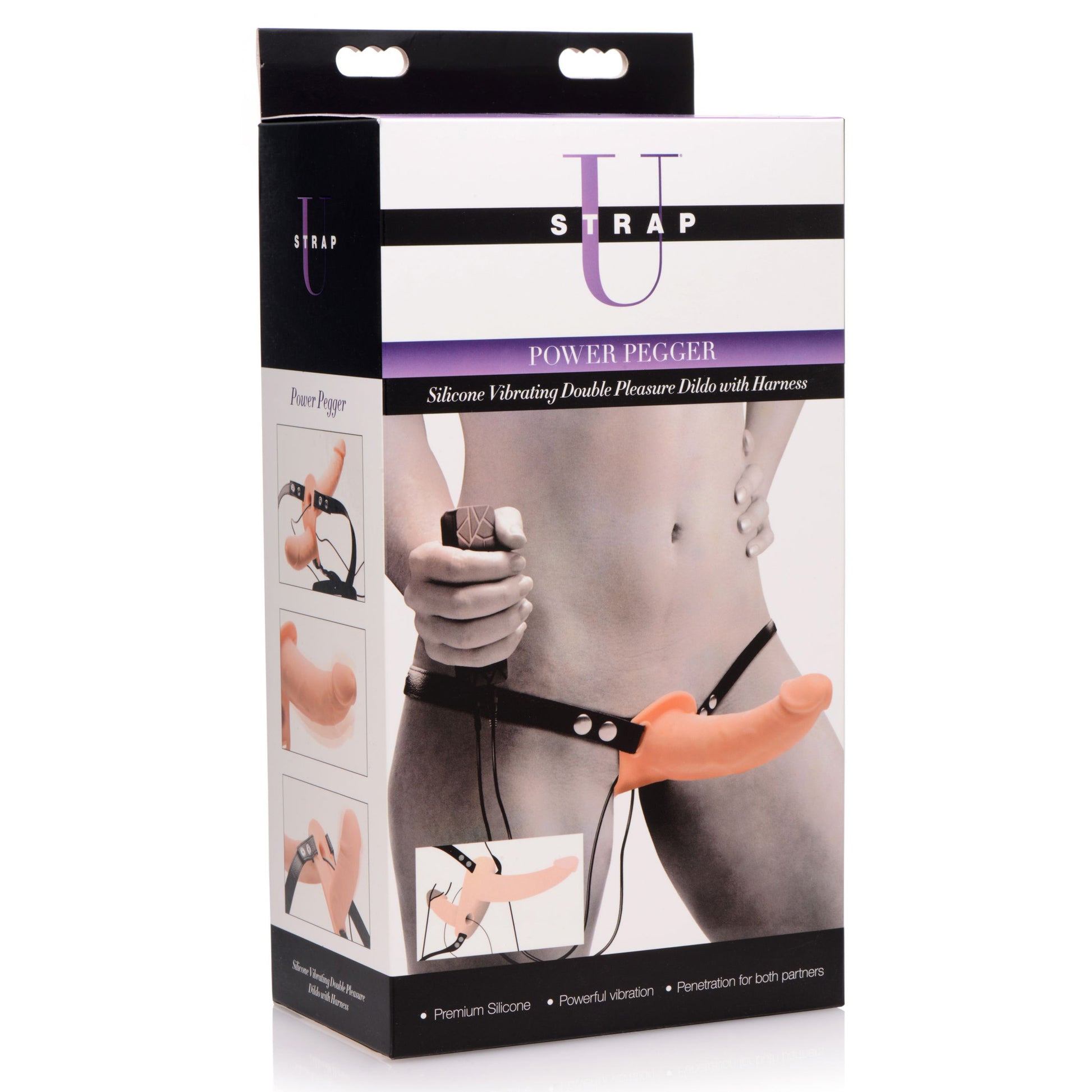 Power Pegger Silicone Vibrating Double Dildo with Harness - UABDSM