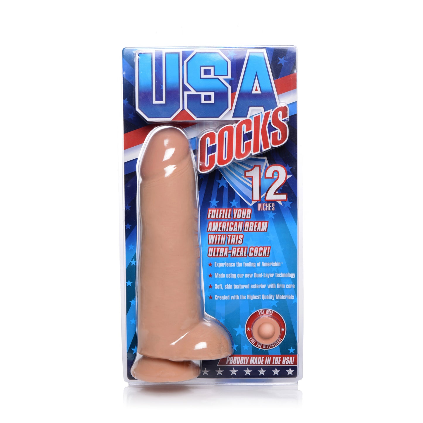 12 Inch Ultra Real Dual Layer Suction Cup Dildo - UABDSM