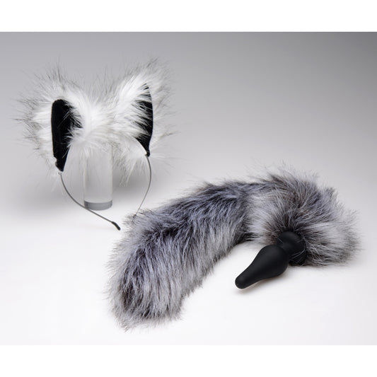 Grey Wolf Tail Anal Plug and Ears Set - UABDSM