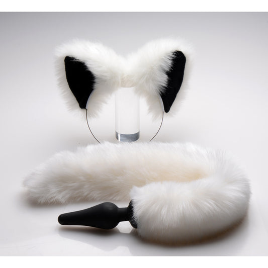 White Fox Tail Anal Plug and Ears Set - UABDSM