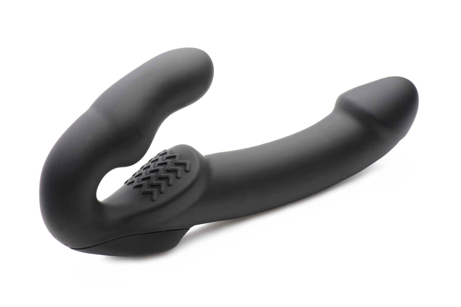 Evoke Rechargeable Vibrating Silicone Strapless Strap On - Black - UABDSM