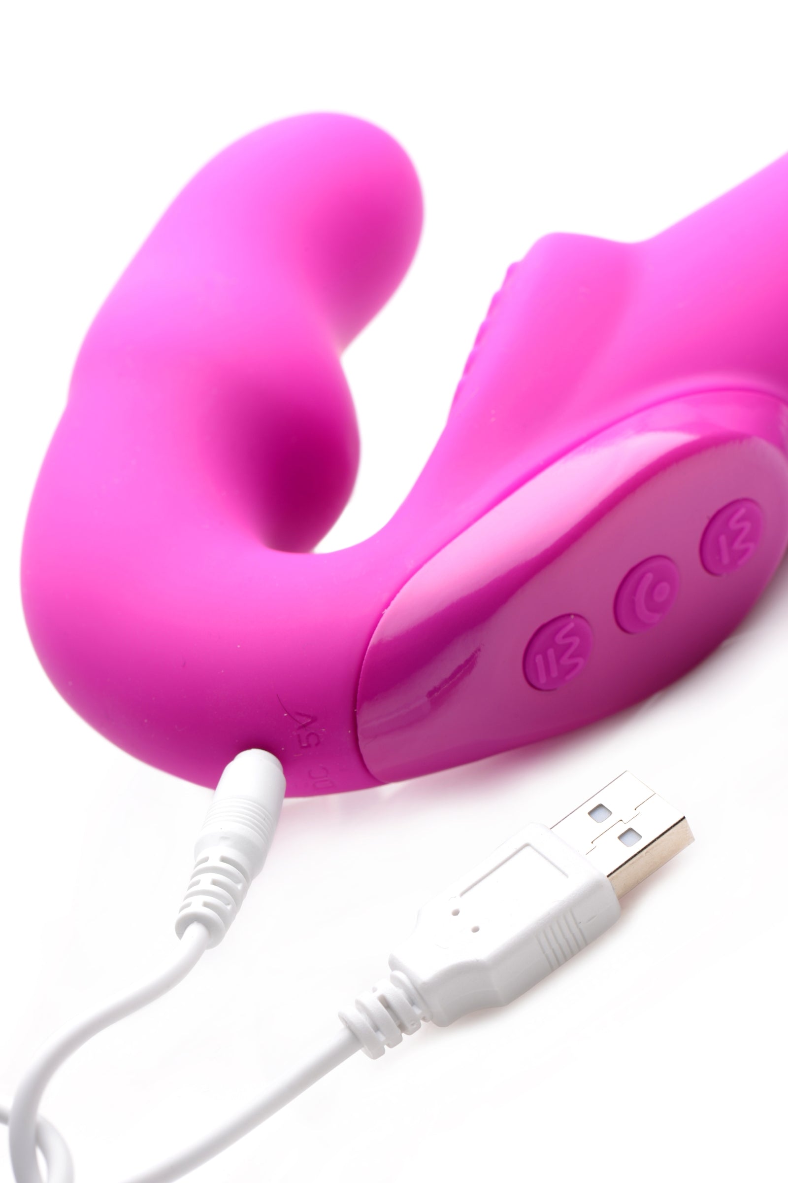 Evoke Rechargeable Vibrating Silicone Strapless Strap On - Pink - UABDSM