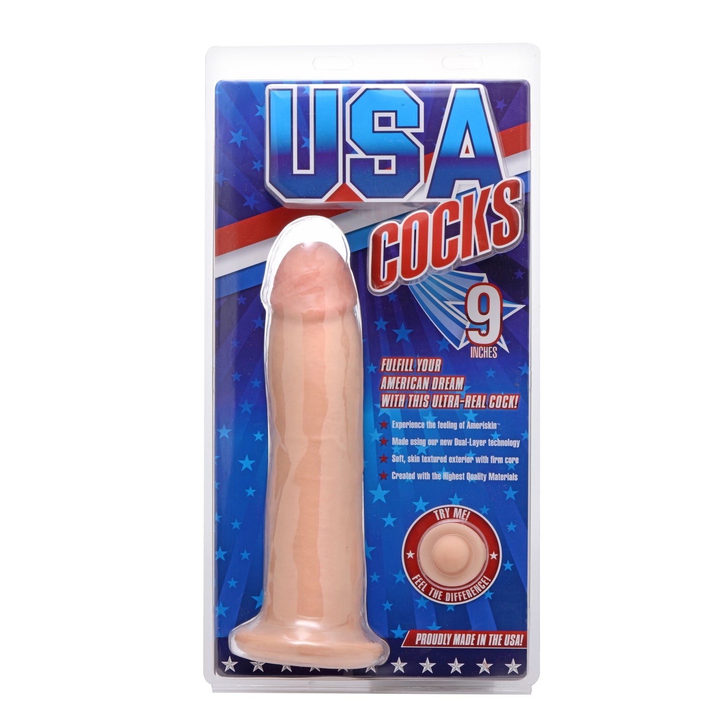 9 Inch Ultra Real Dual Layer Suction Cup Dildo without Balls - UABDSM