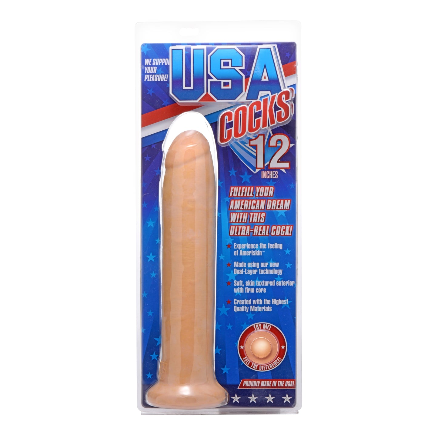 12 Inch Ultra Real Dual Layer Suction Cup Dildo without Balls - UABDSM