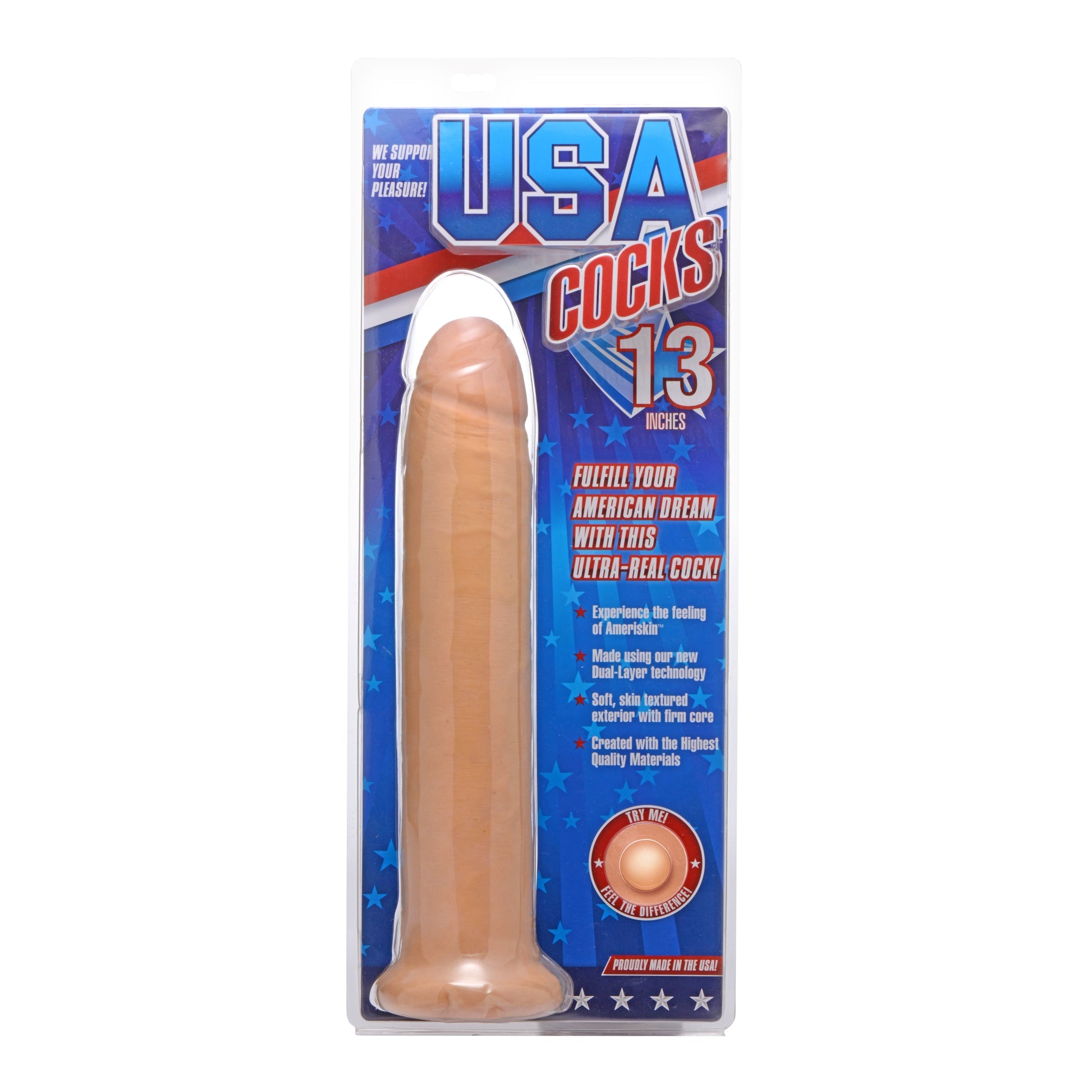 13 Inch Ultra Real Dual Layer Suction Cup Dildo without Balls - UABDSM