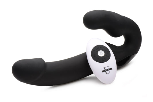 Urge Silicone Strapless Strap On With Remote- Black - UABDSM
