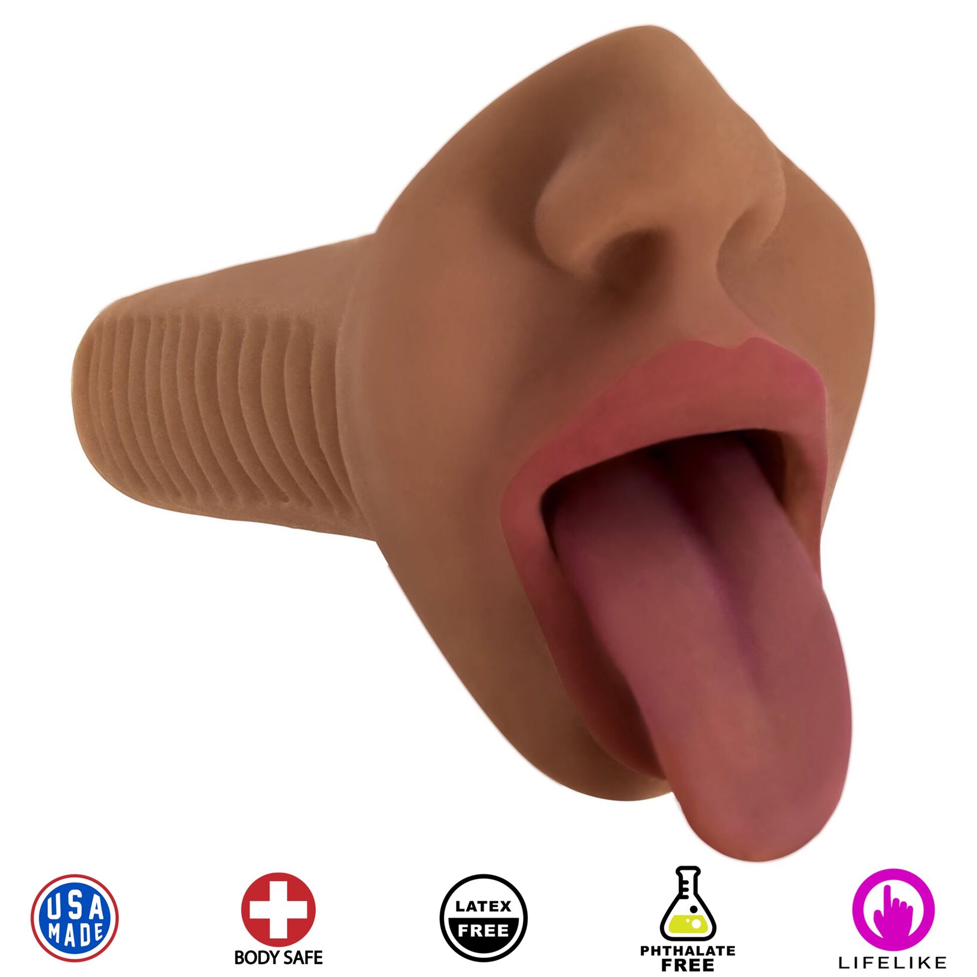 Mistress Mercedes Vibrating Mouth Stroker- Brown - UABDSM