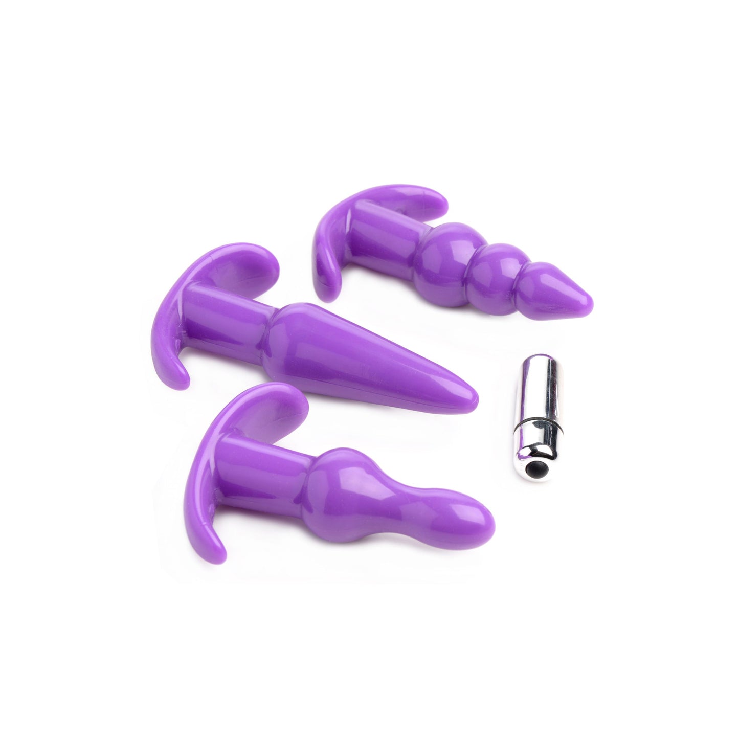 4 Piece Vibrating Anal Plug Set- Purple - UABDSM