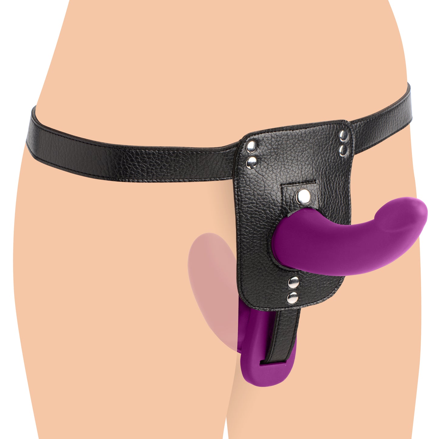 Double Take 10X Double Penetration Vibrating Strap-on Harness - Purple - UABDSM