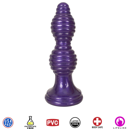 The Queen Ribbed Anal Plug – Purple - UABDSM