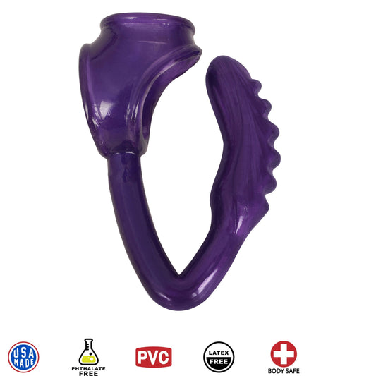 The Duke Cock and Ball Ring with Anal Plug -Purple - UABDSM