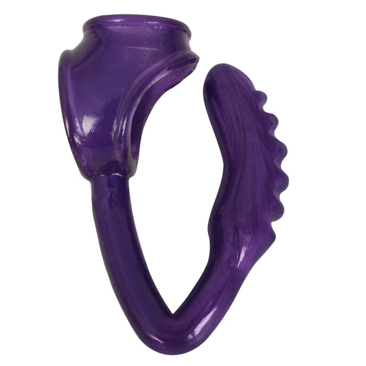 The Duke Cock and Ball Ring with Anal Plug -Purple - UABDSM