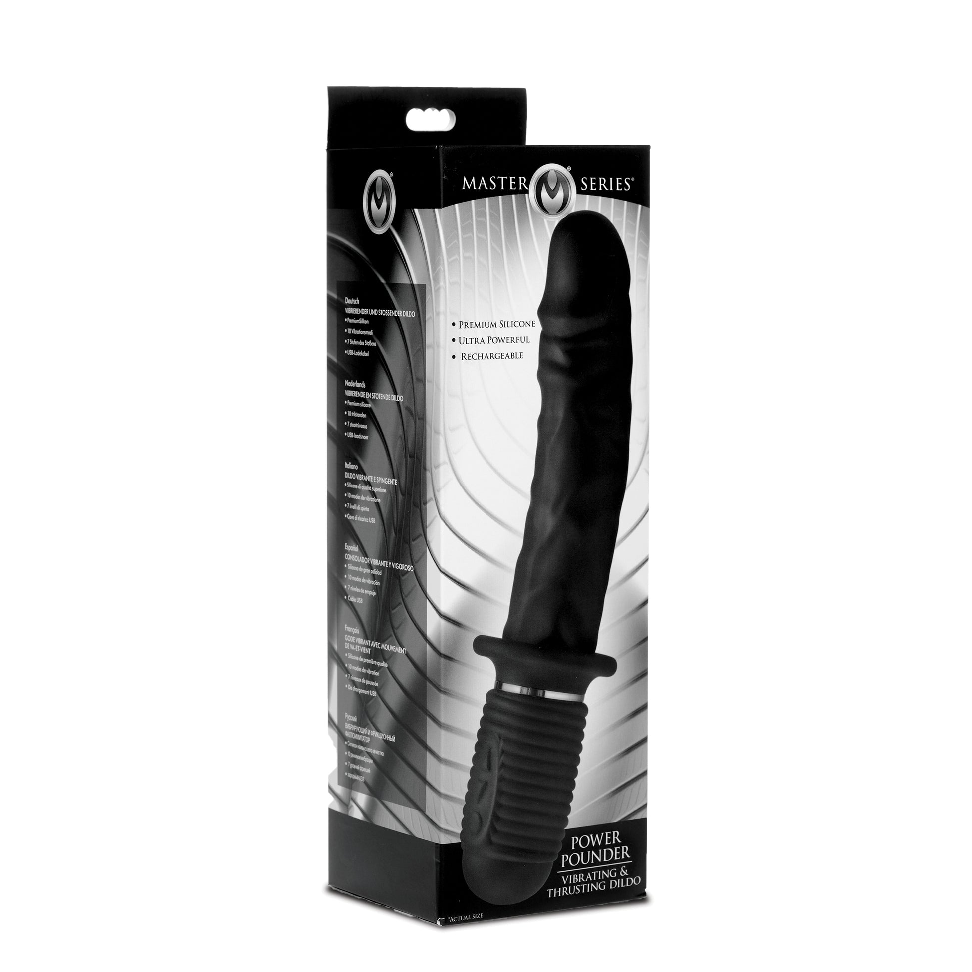 Power Pounder Vibrating and Thrusting Silicone Dildo - Black - UABDSM