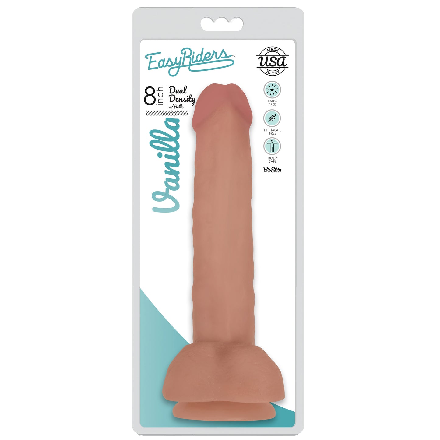 Easy Riders 8 Inch Dual Density Dildo With Balls - Flesh - UABDSM
