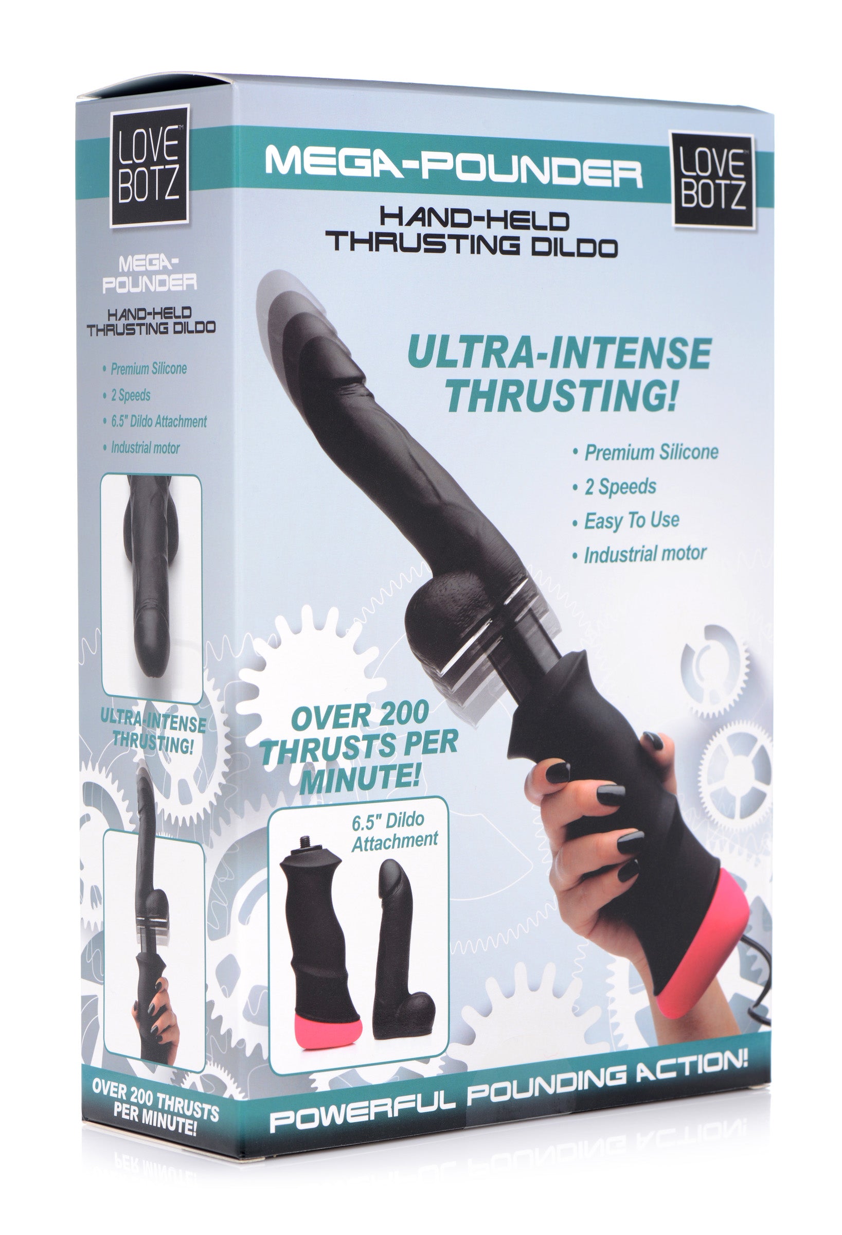 Mega-Pounder Hand-held Thrusting Silicone Dildo - UABDSM