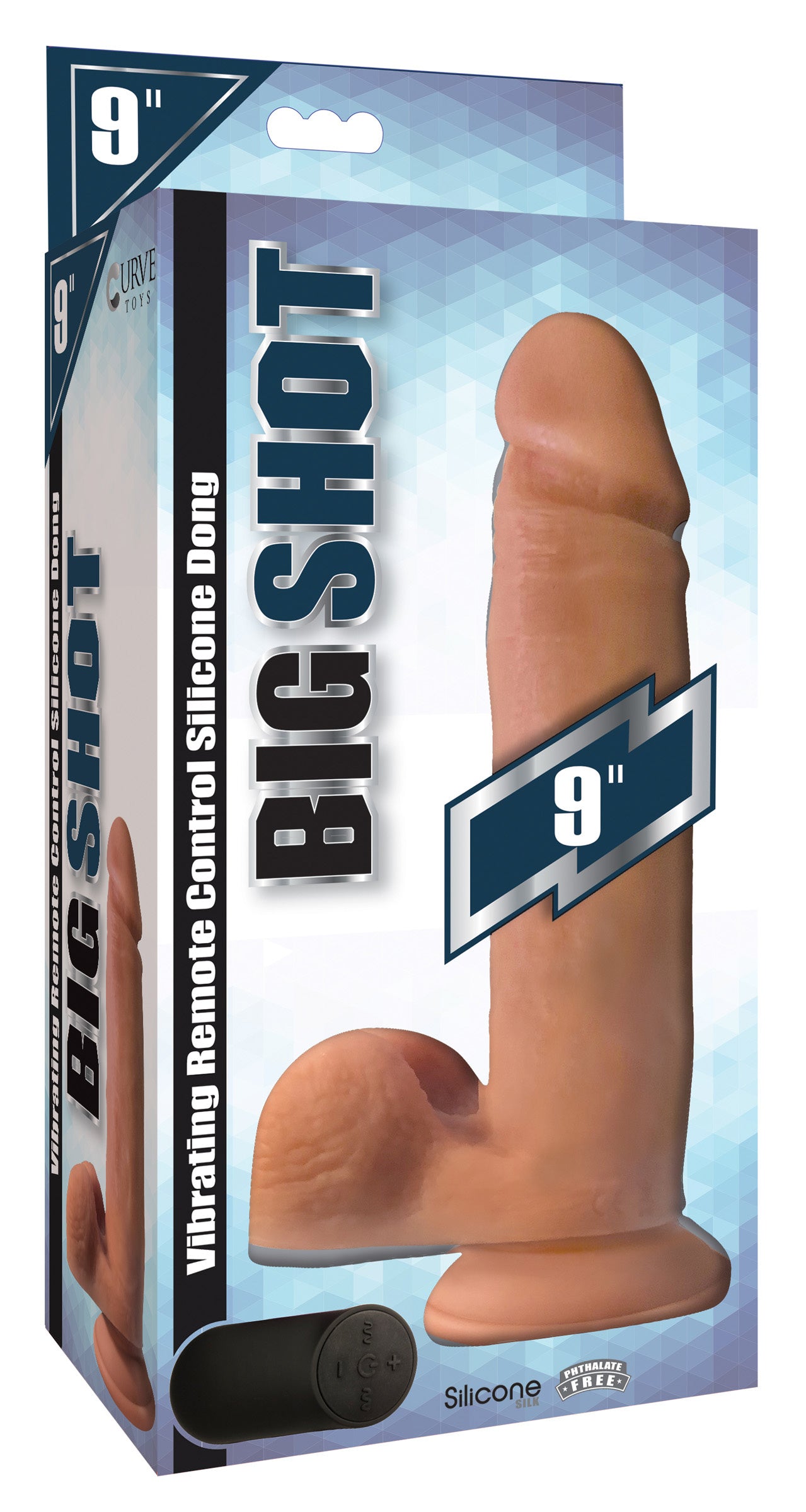 Big Shot Vibrating Remote Control Silicone Dildo with Balls - 9 Inch - UABDSM