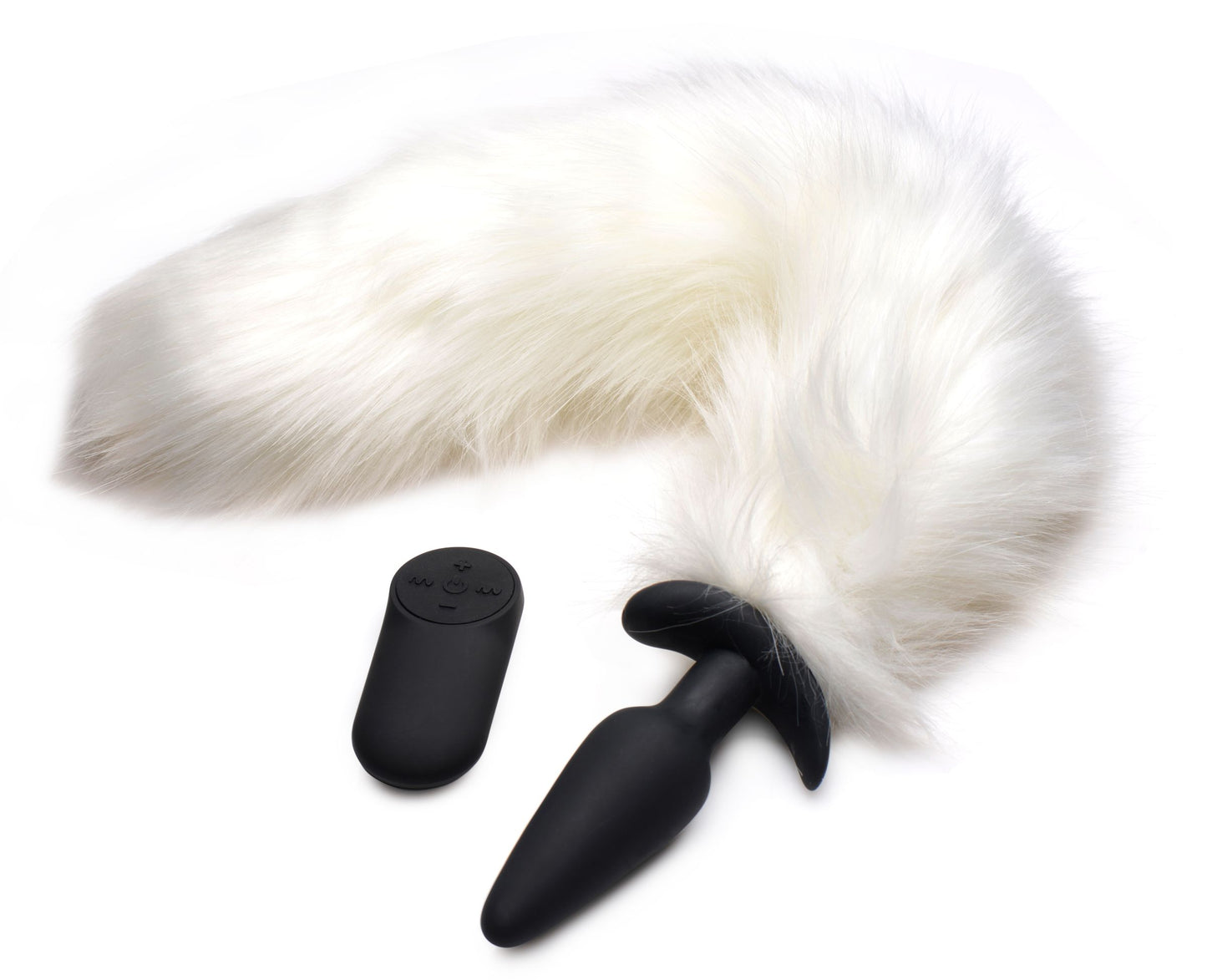 Vibrating White Fox Tail Slender Anal Plug - UABDSM