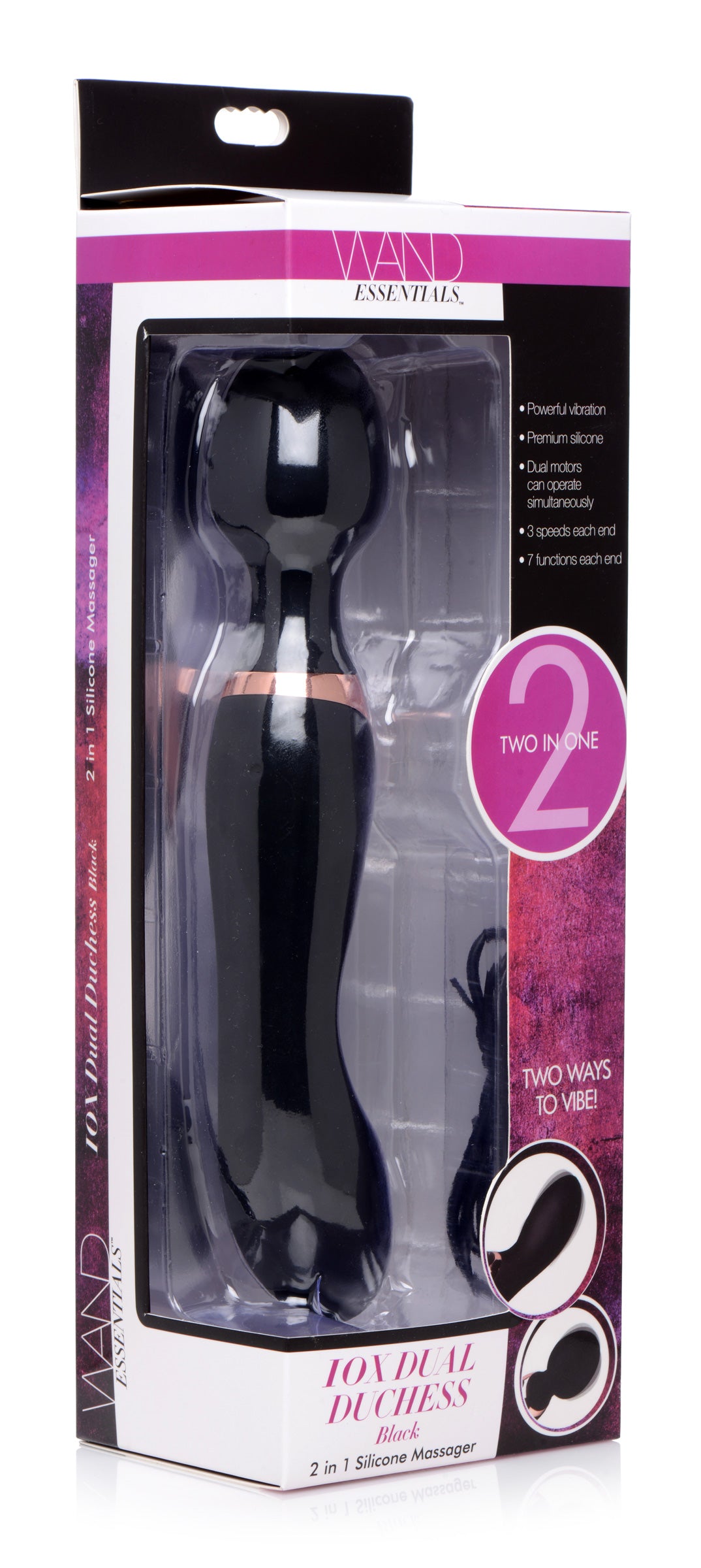 10X Dual Duchess 2-in-1 Silicone Massager - Black - UABDSM