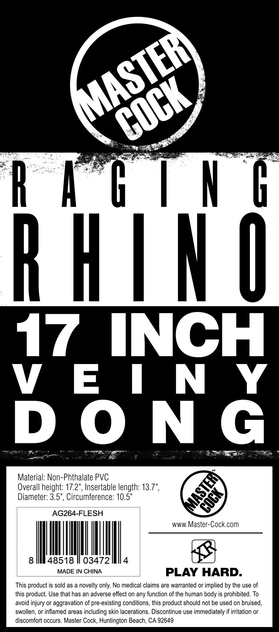 Raging Rhino 17 Inch Veiny Dildo - Flesh - UABDSM
