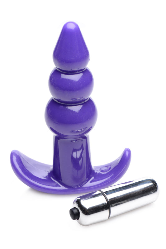 Ribbed Vibrating Butt Plug - Purple - UABDSM