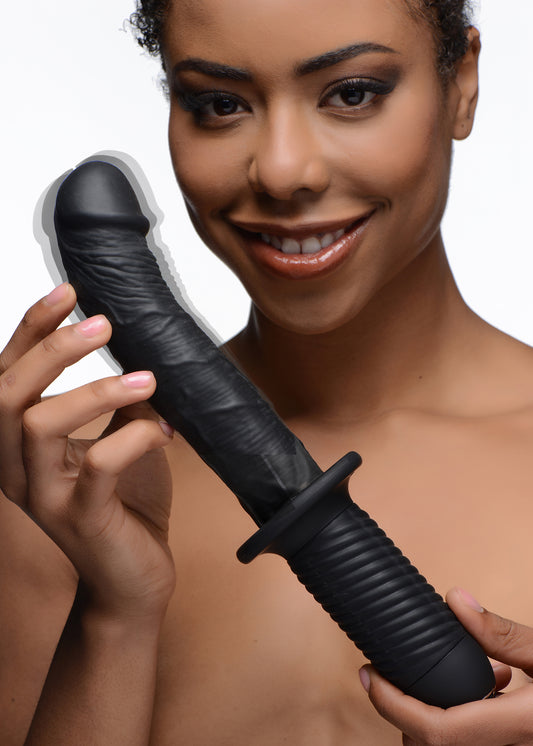 The Large Realistic 10X Silicone Vibrator with Handle - UABDSM