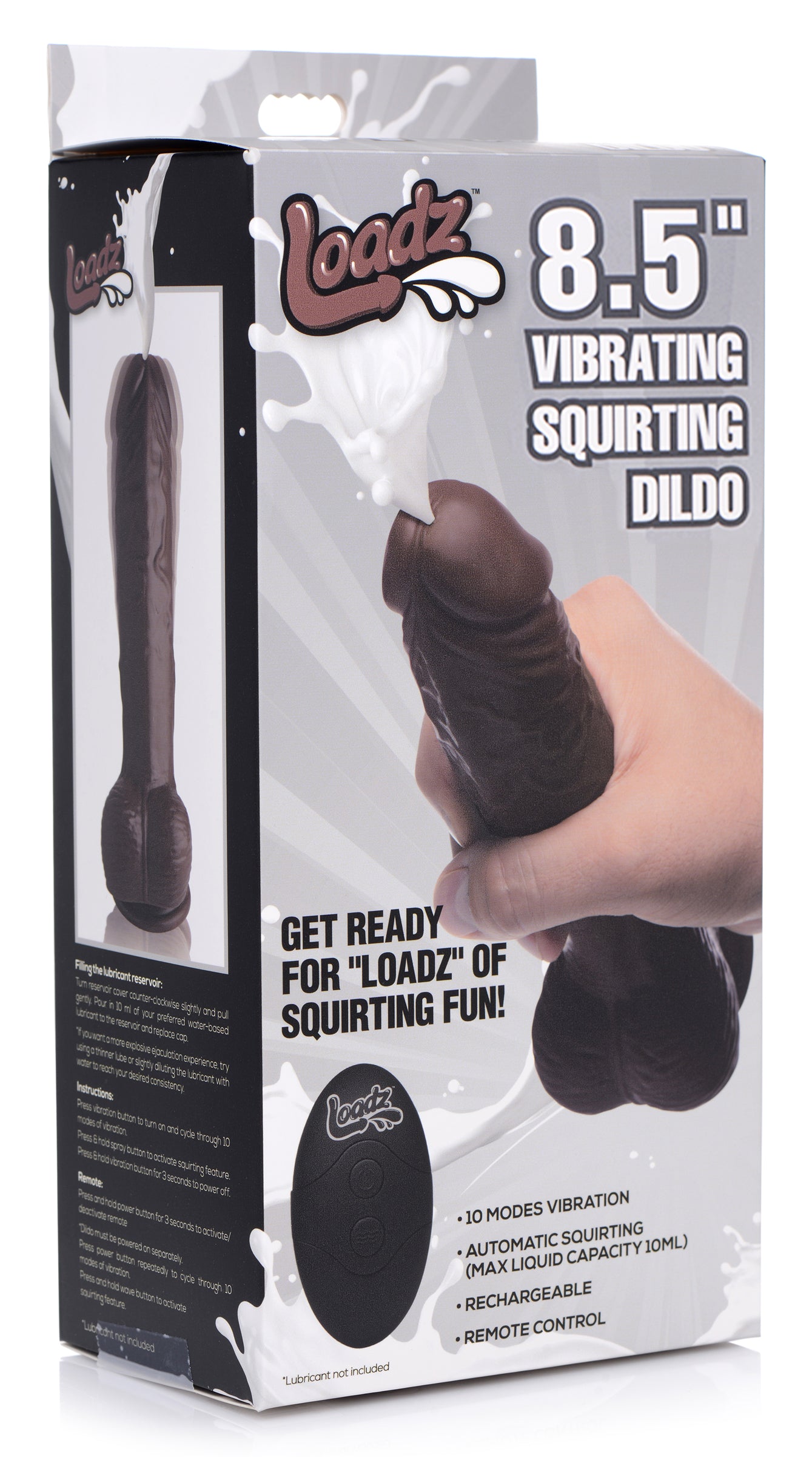 8.5 Inch Vibrating Squirting Dildo with Remote Control - Dark - UABDSM
