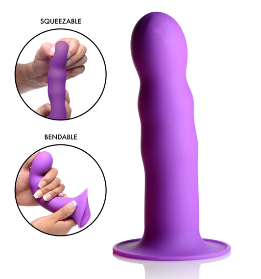 Squeezable Wavy Dildo - Purple - UABDSM