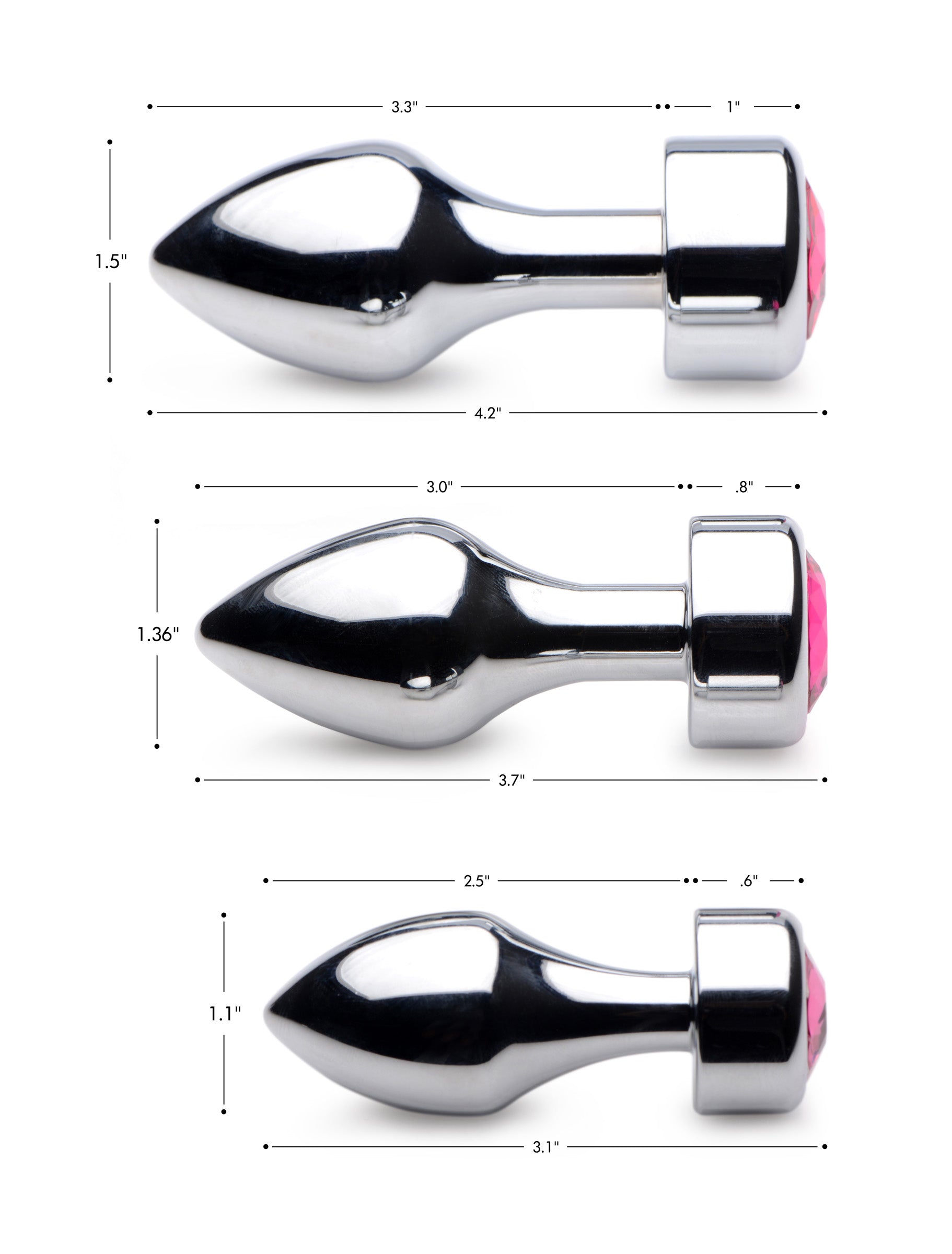 Hot Pink Gem Weighted Anal Plug - Medium - UABDSM