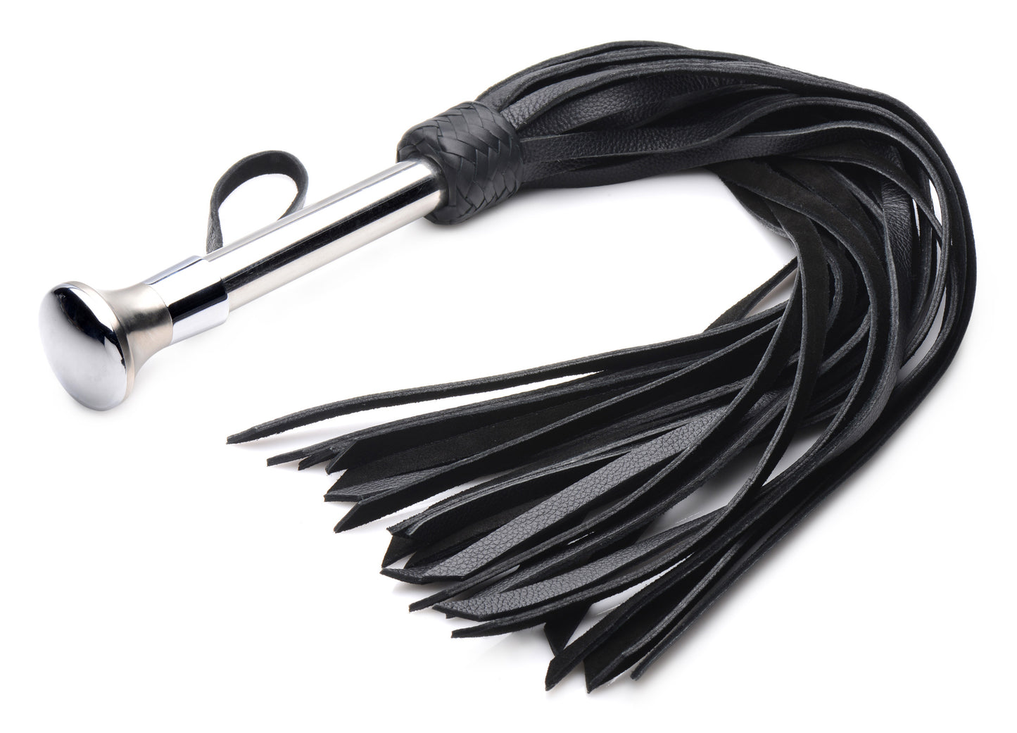 Leather Flogger with Stainless Steel Handle - UABDSM